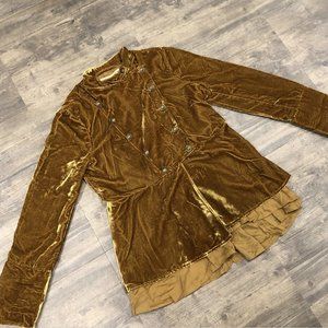 NWT Free People Double Breasted Velour Jacket Warm Tabacco Size XS $228.00